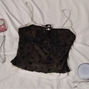 Black Floral Spaghetti Strap Top